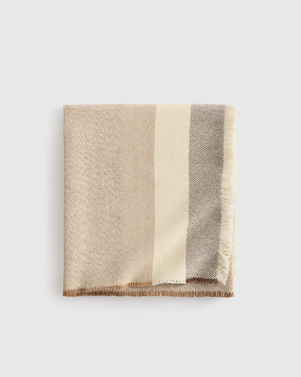 Wool Alpaca Stripe Throw - 50x70 / Latte Main image
