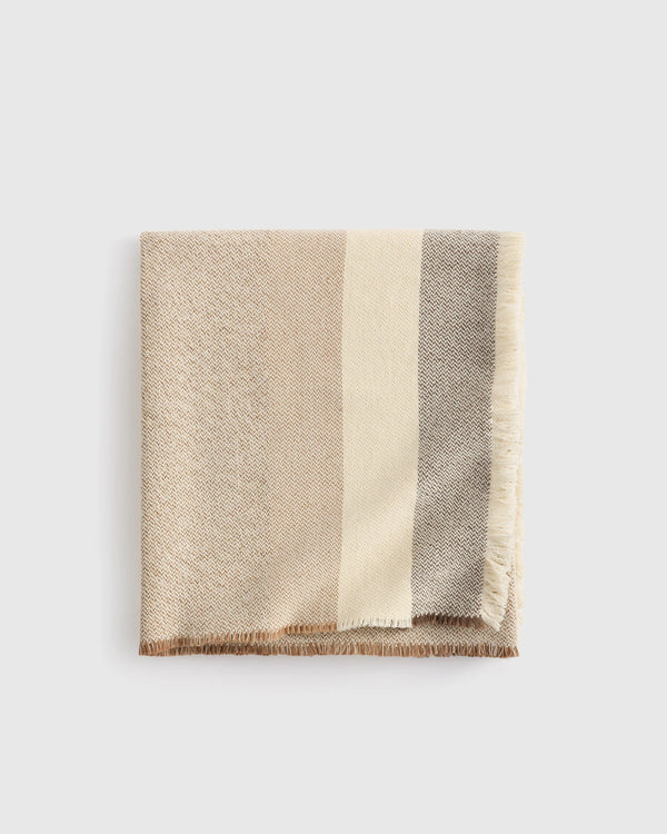 Wool Alpaca Stripe Throw - 50x70 / Latte