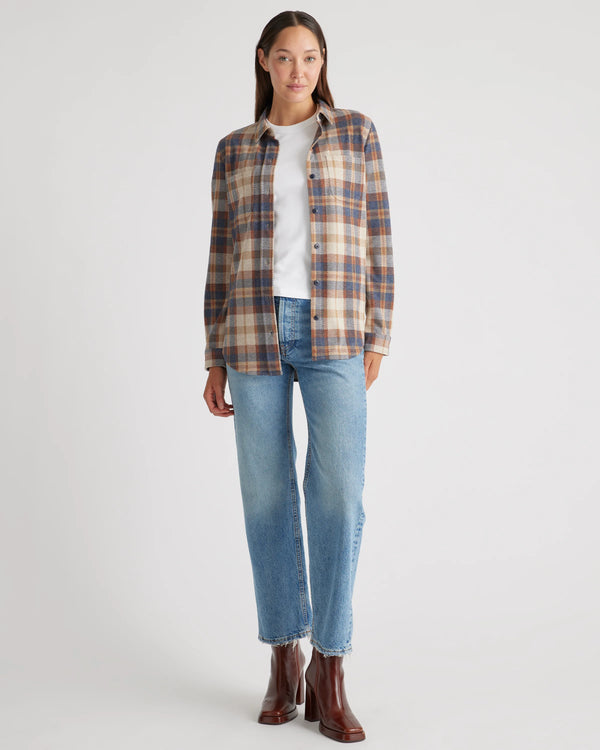 Stretch Sweater Fleece Shirt - XS / Navy/Red/Yellow Check