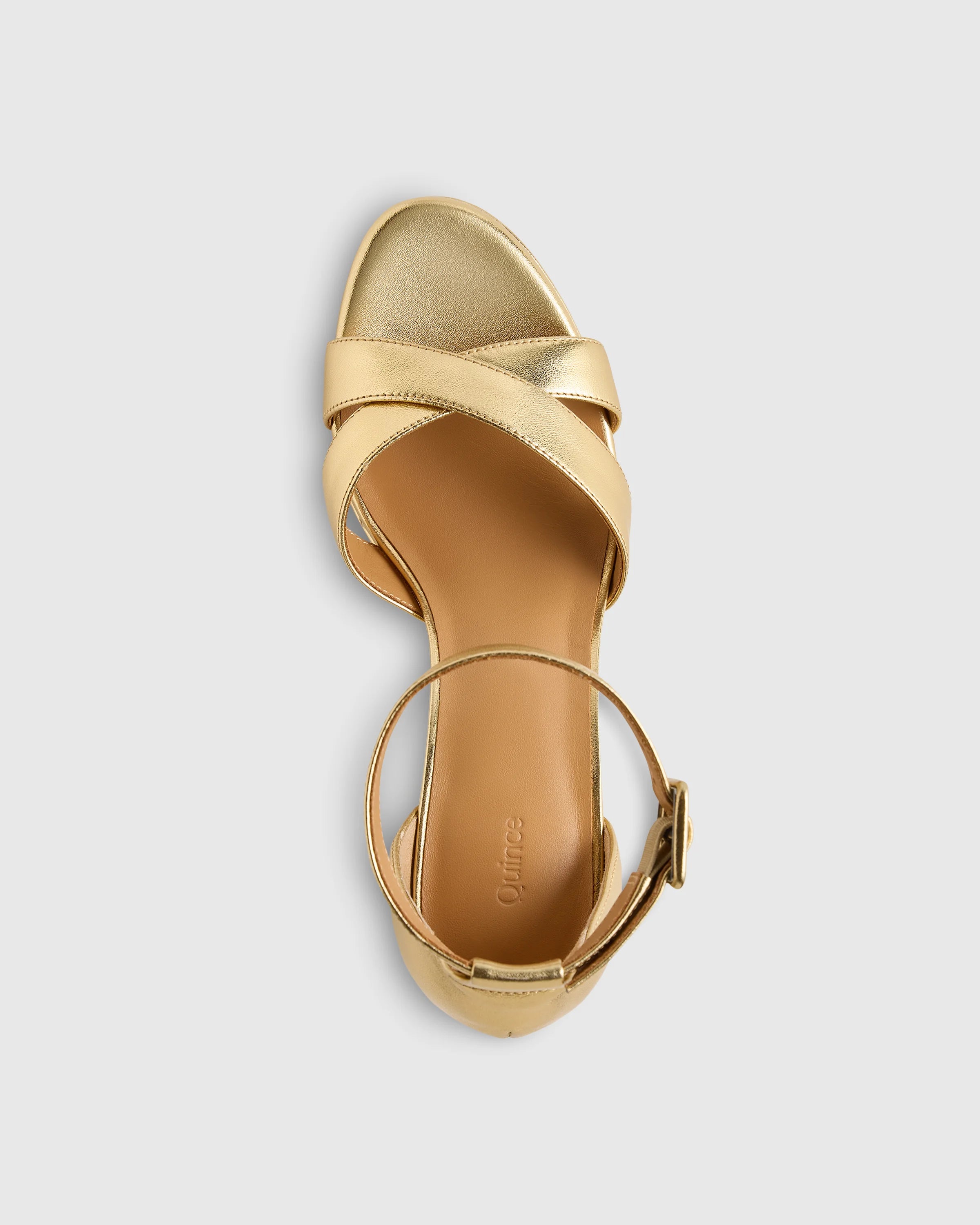 Italian Leather Crisscross Platform Sandal - 5 / Metallic Gold Secondary image