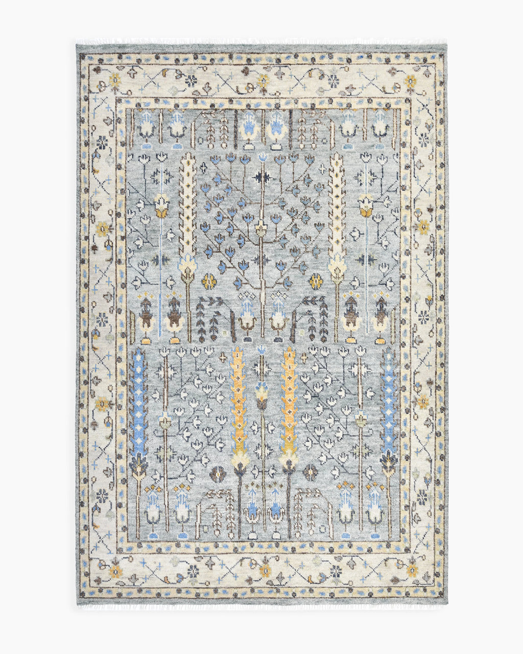 Reed Hand-Knotted Wool Rug - 5' x 8' / Light Grey