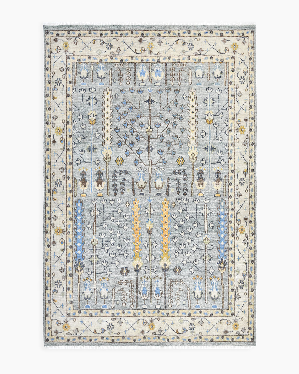 Reed Hand-Knotted Wool Rug - 5' x 8' / Light Grey Main image