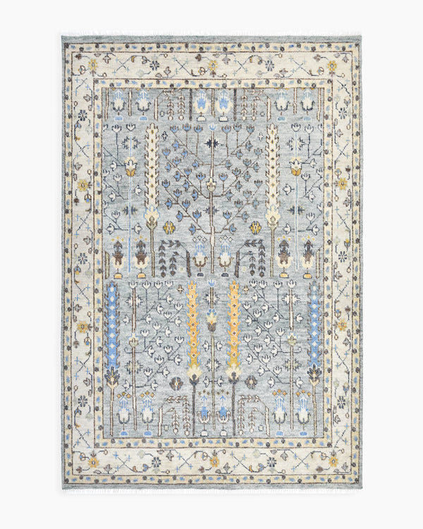 Reed Hand-Knotted Wool Rug - 5' x 8' / Light Grey