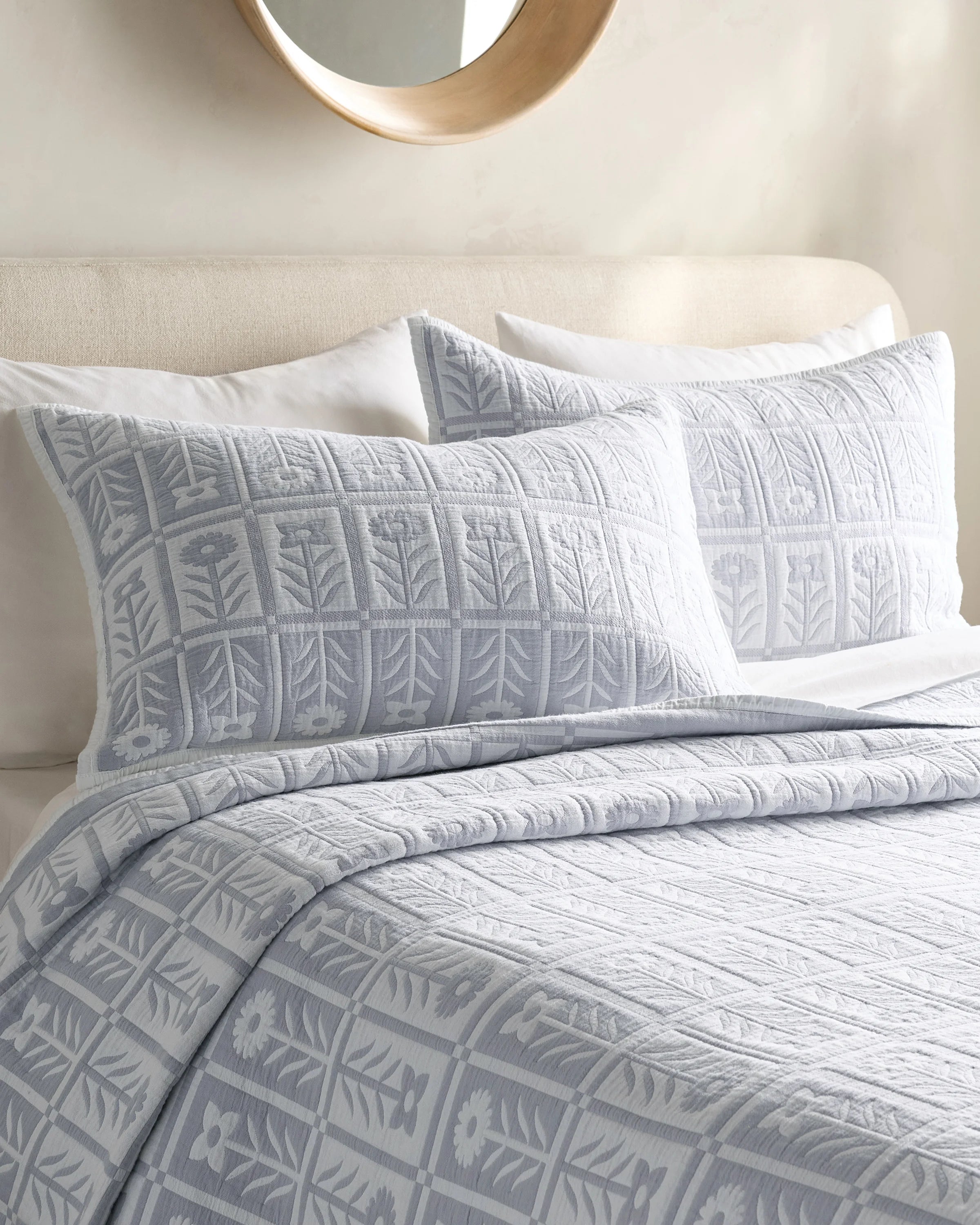 Organic Cotton Jacquard Floral Sham Set - Standard / Blue Fog Secondary image