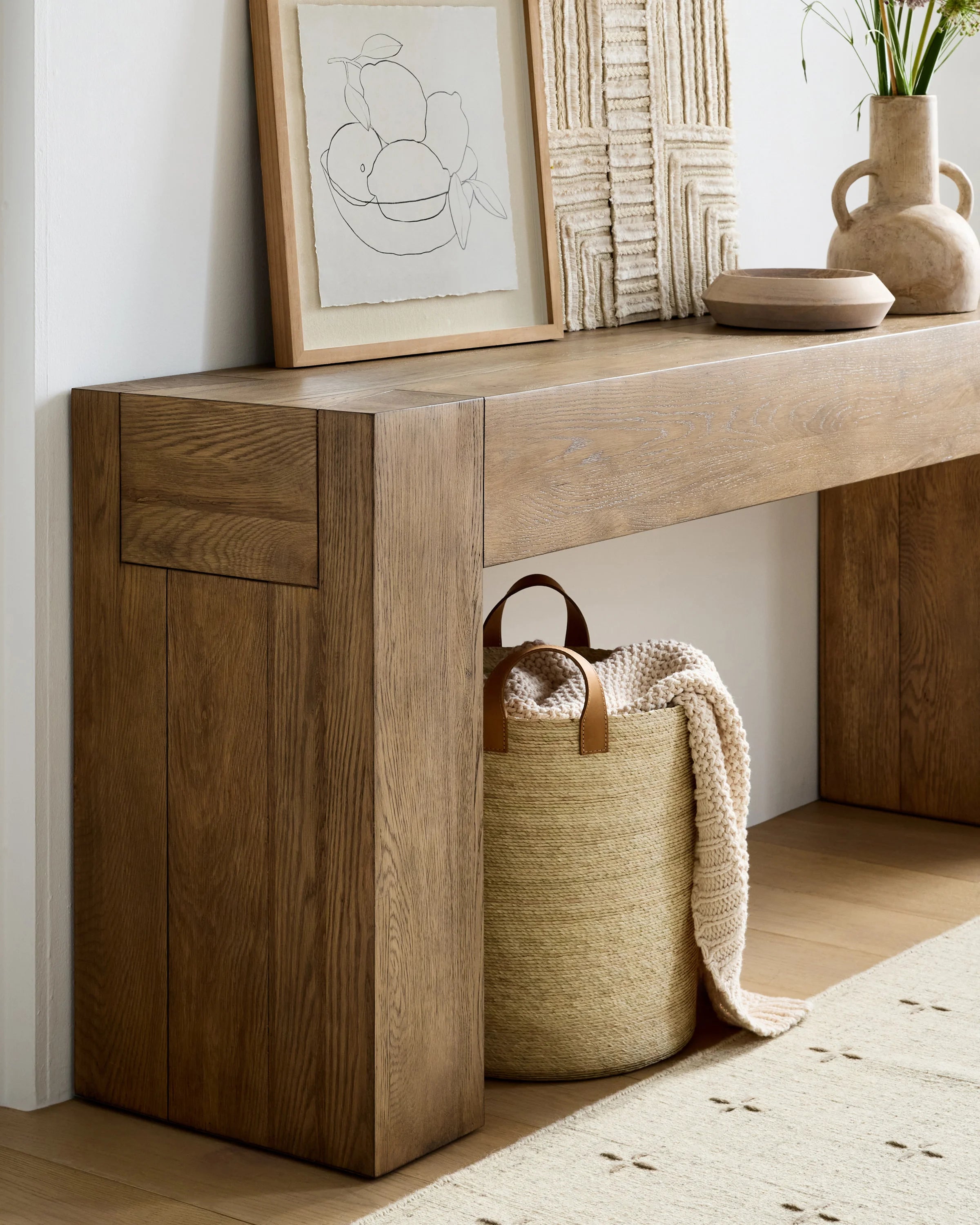 Reclaimed Oak Waterfall Console Table - One Size / Weathered Oak Secondary image