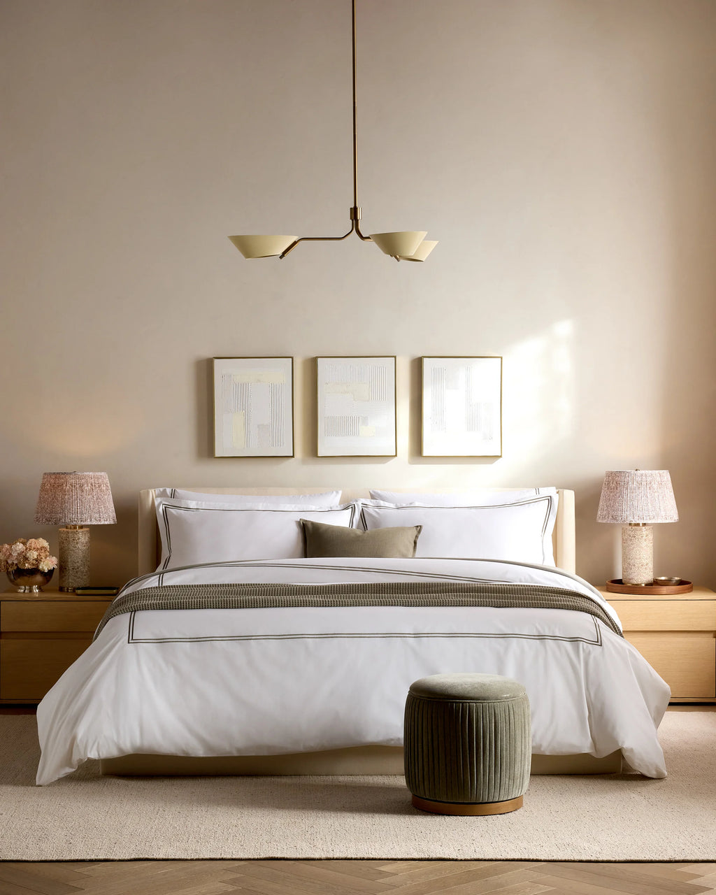 Organic Crisp Percale Embellished Duvet Cover - Twin / White/Navy