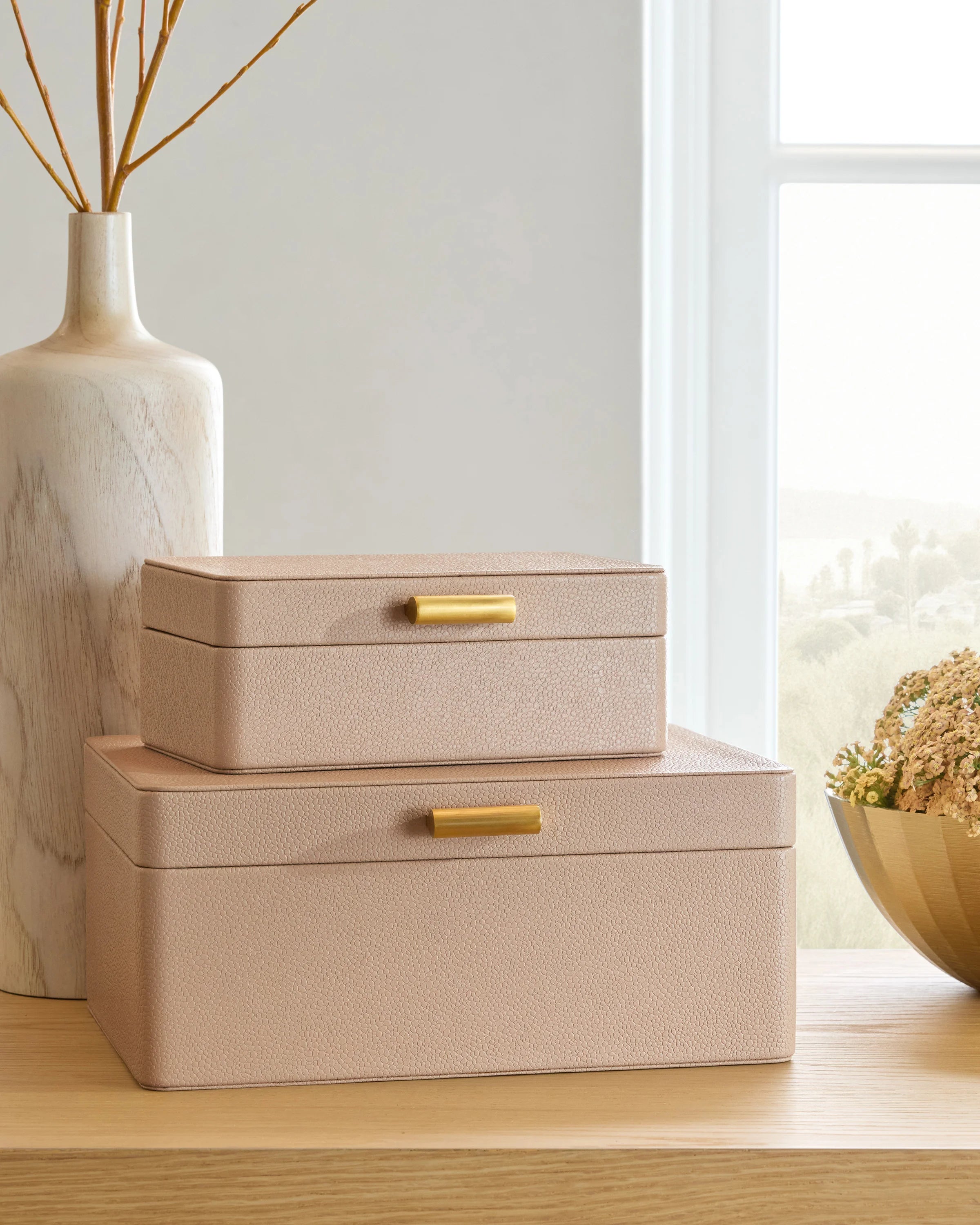 Shagreen Leather Decorative Boxes (Set of 2) - Set of 2 / Blush Secondary image