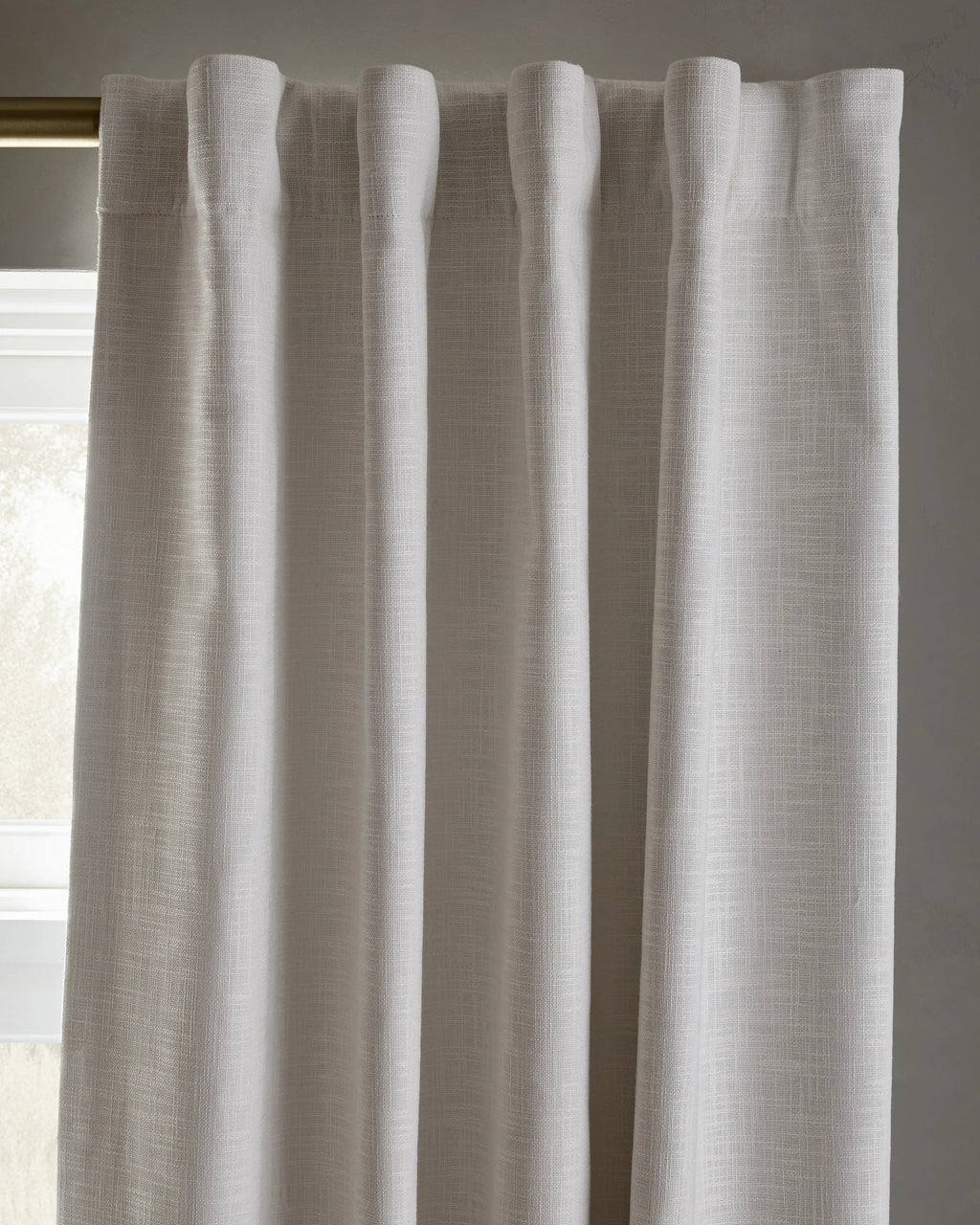 Textured Cotton True Blackout Curtain - 48x84 / White