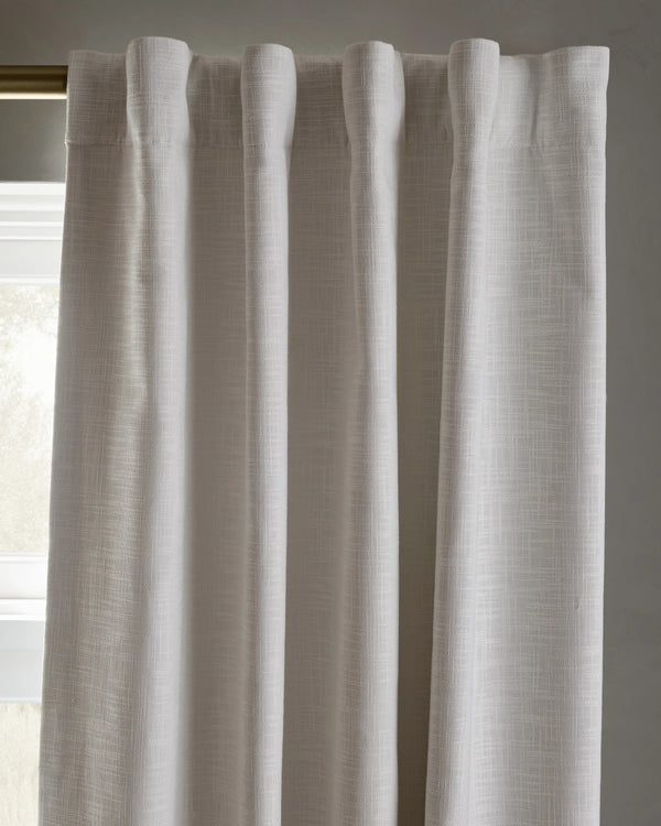Textured Cotton True Blackout Curtain - 48x84 / White