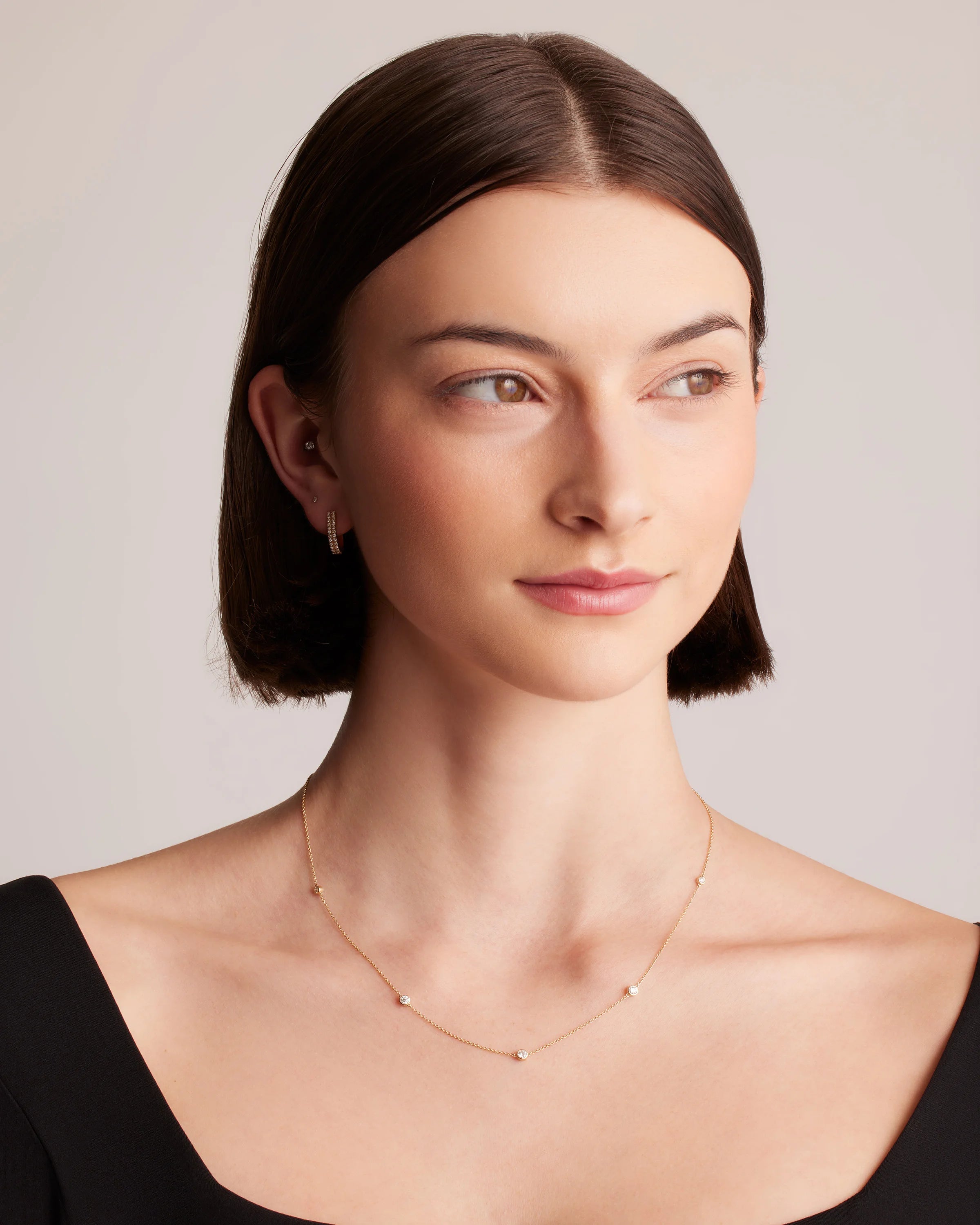 14K Gold Diamond Bezel Station Necklace - One Size / Yellow Gold Secondary image