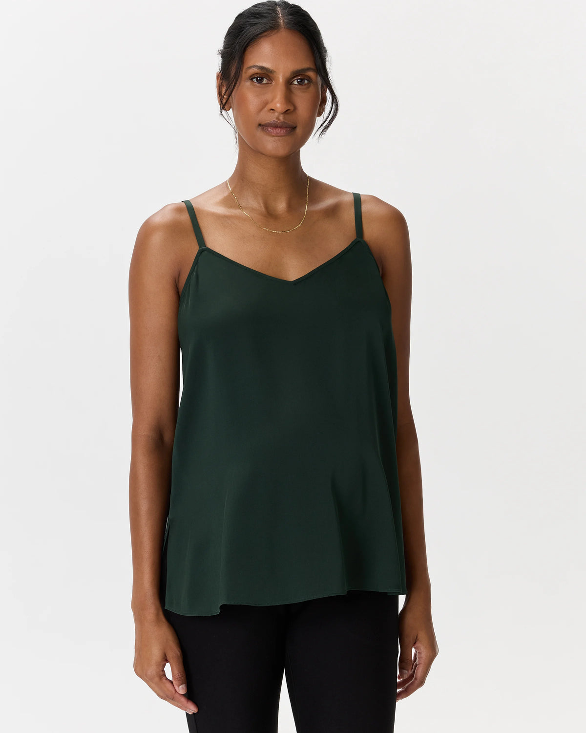Washable Stretch Silk V-Neck Maternity Cami - XS / Moonstone Blue