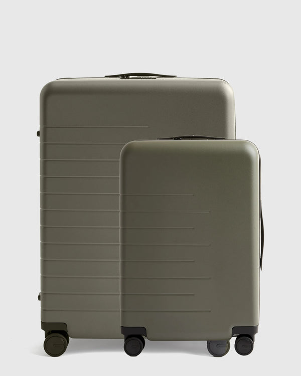 Small Carry-On & Large Check-In Suitcase Set - One Size / Olive