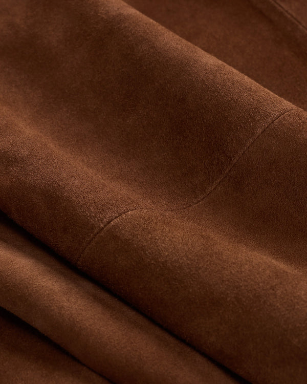 100% Suede Overshirt - S / Cognac Brown
