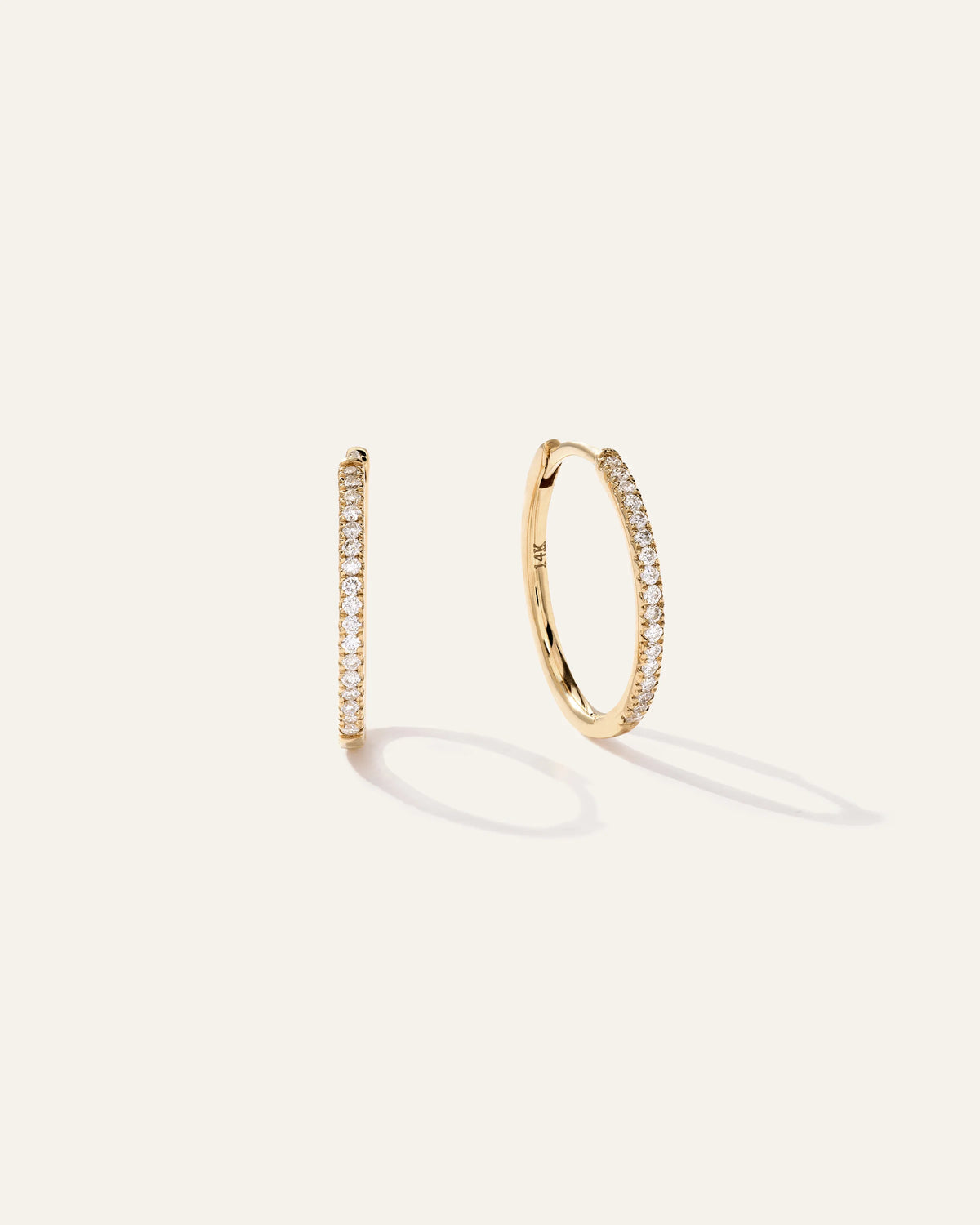 14K Gold Diamond Pave Hoops - One Size / Yellow Gold Main image