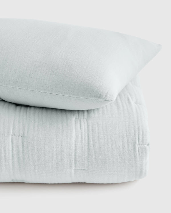 Organic Cotton Gauze Toddler Quilt & Sham Set - One Size / White