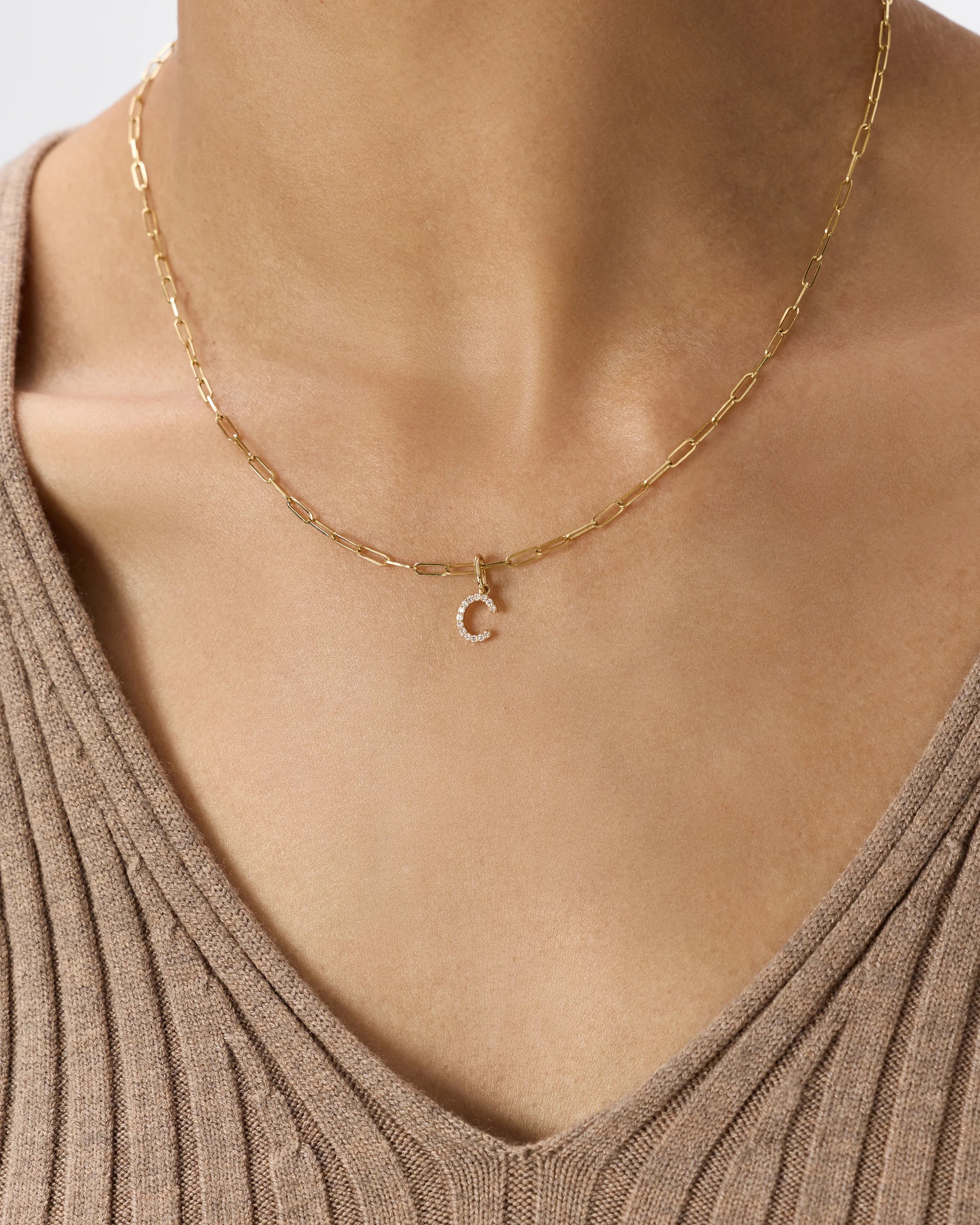 14K Gold Diamond Letter Charm - One Size / Yellow Gold Secondary image