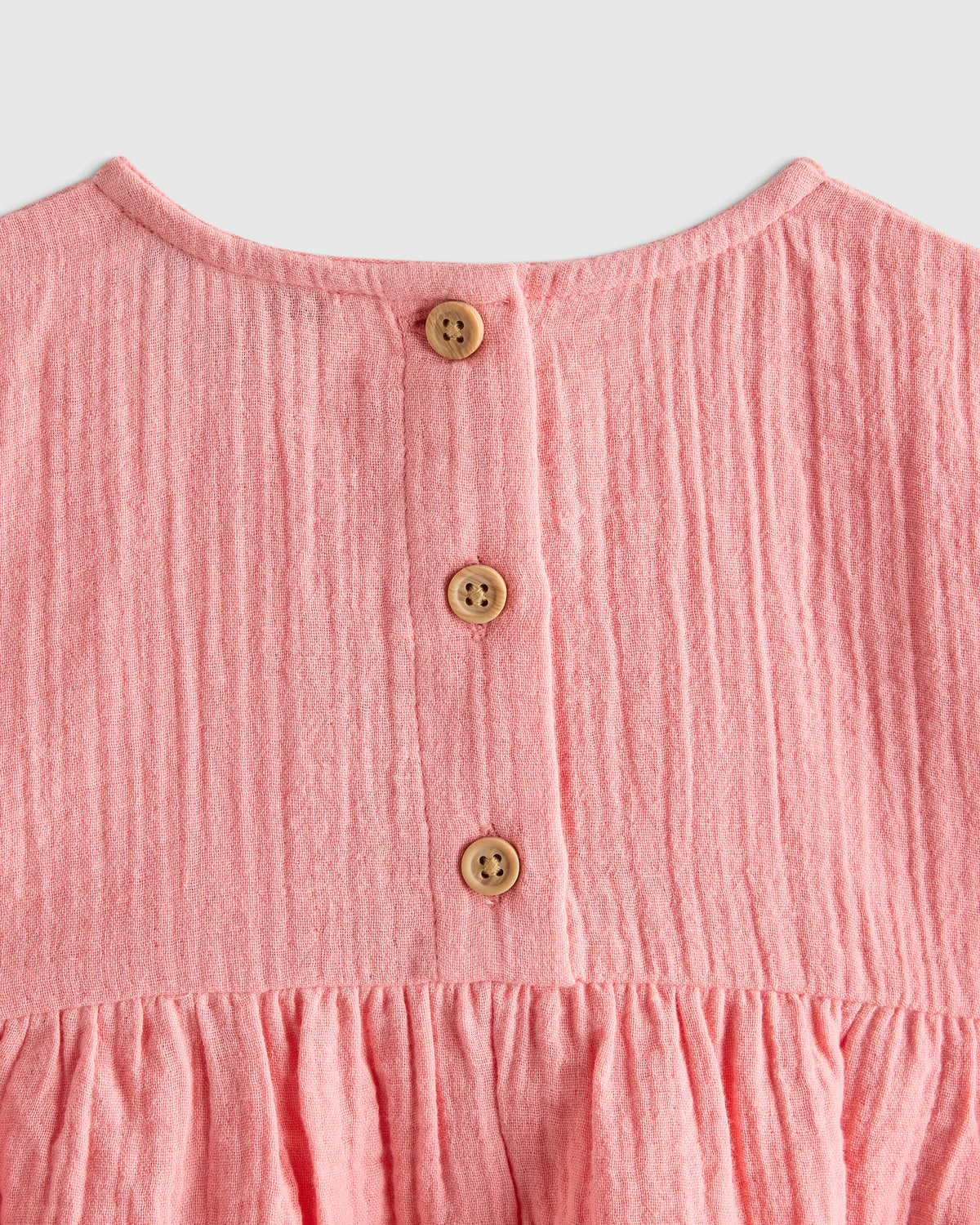 100% Organic Cotton Gauze Dress - 12-18M / Coral Blush