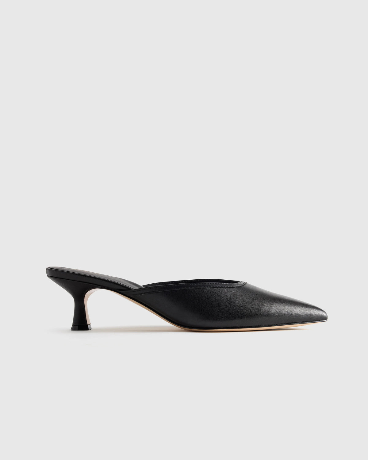 Italian Leather 55mm Kitten Heel Mule - 5 / Black Main image