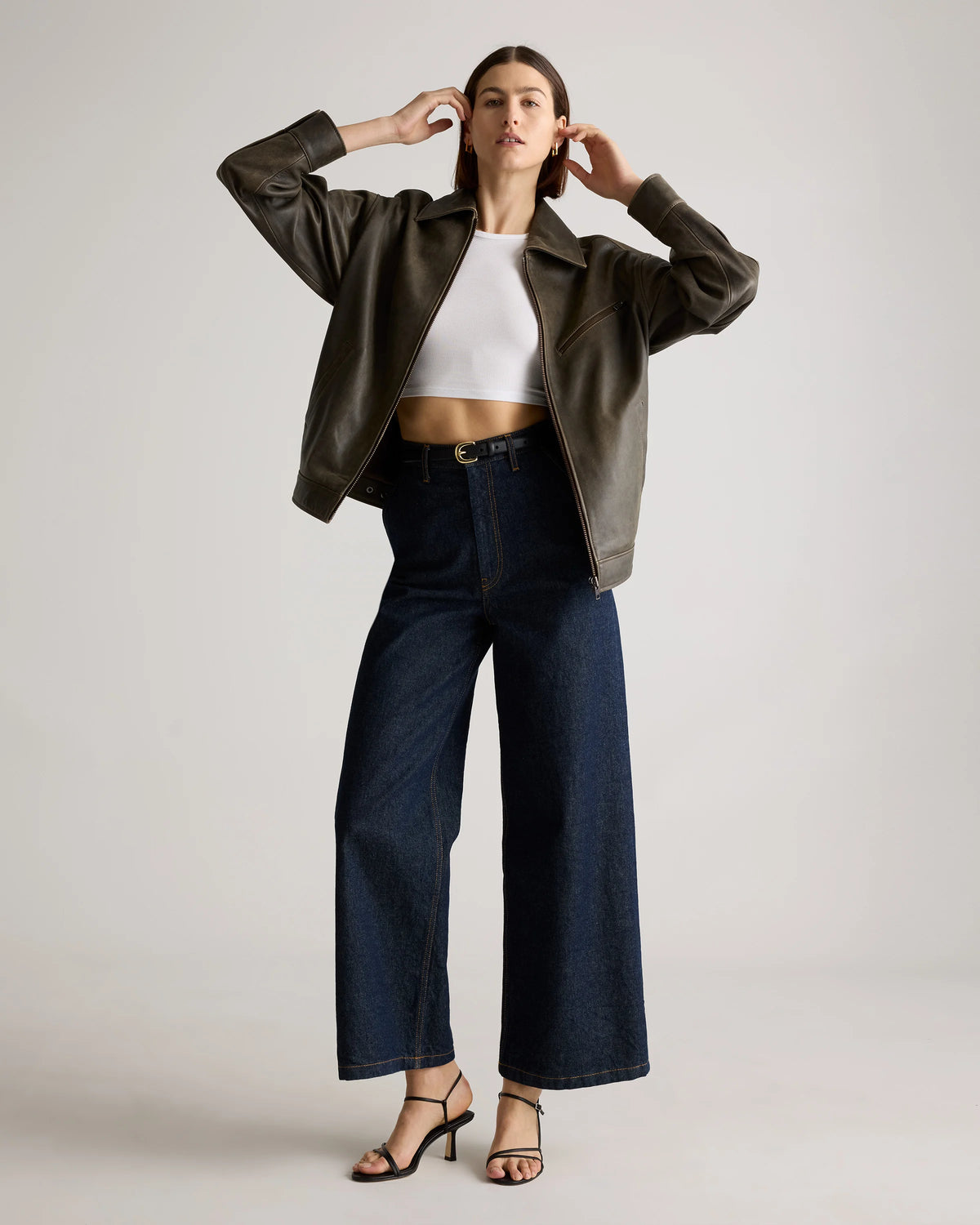 100% Leather Oversized Bomber Jacket - XS / Rich Brown