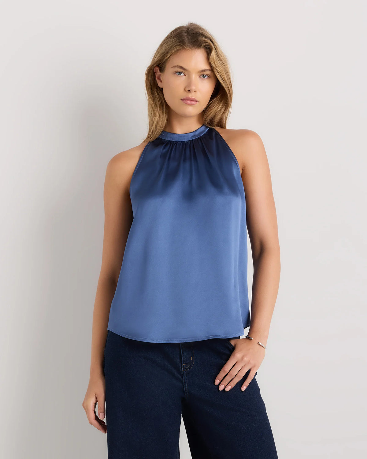 100% Washable Silk Halter Top - XS / Moonstone Blue Main image