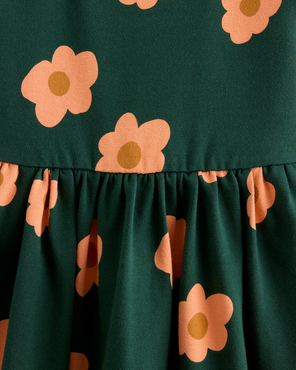 Organic Cotton Long Sleeve Skater Dress - 0-3M / Flower Buds