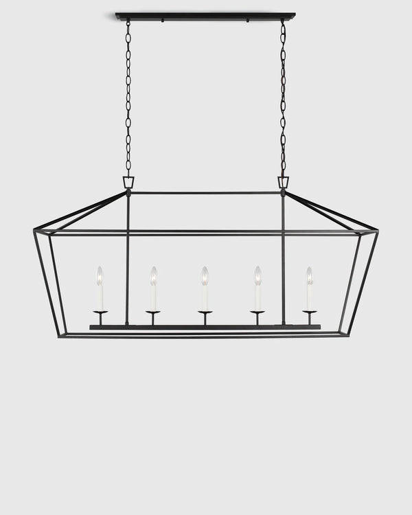 Traditional Steel Linear Lantern Chandelier - One Size / Brass