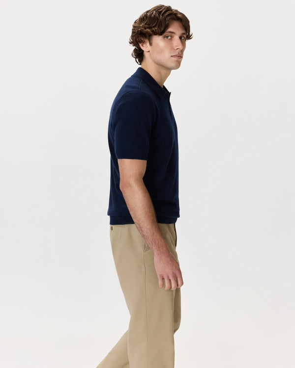 100% Mongolian Cashmere Johnny Collar Polo Sweater - S / Oatmeal