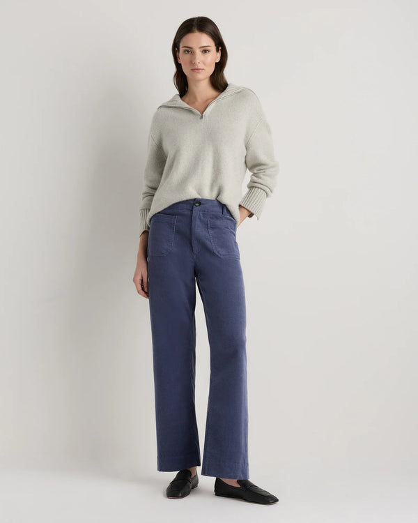 Organic Stretch Corduroy Cropped Wide Leg Pants - 0 / Black