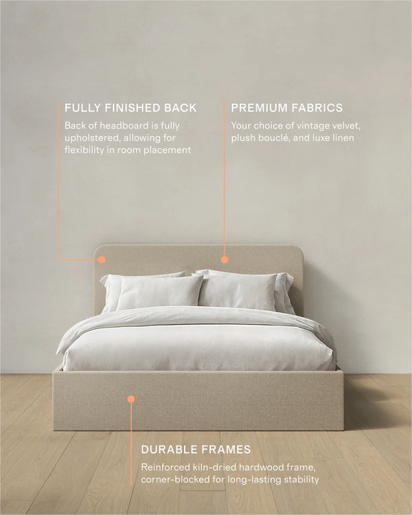 100% Linen Curved Bed - Full / Canvas