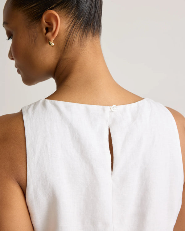 100% European Linen Tank Mini Dress - XS / Martini Olive