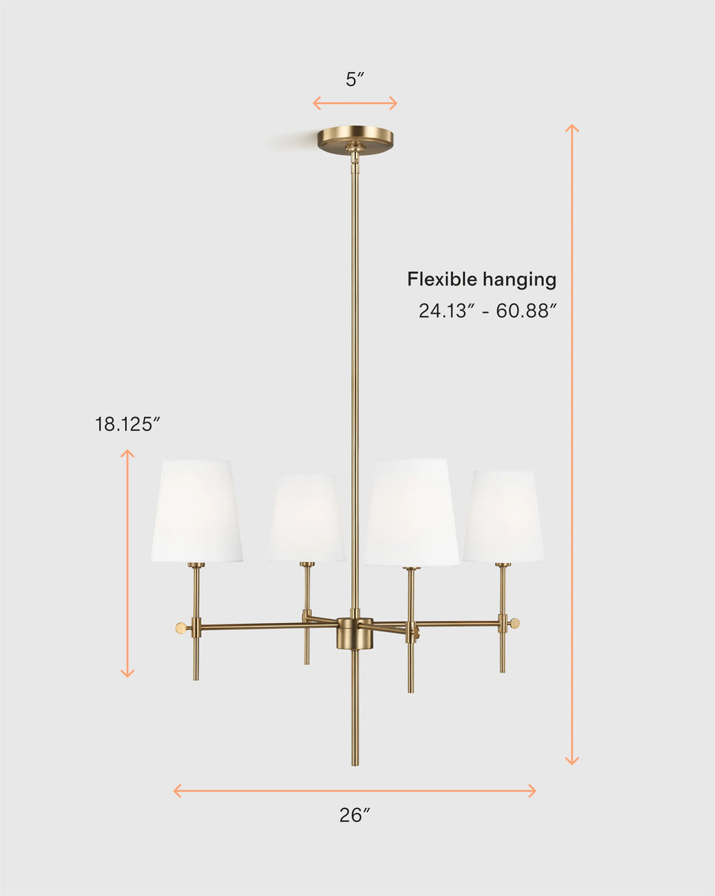 Linear Steel Chandelier with Linen Shades - Small / Black