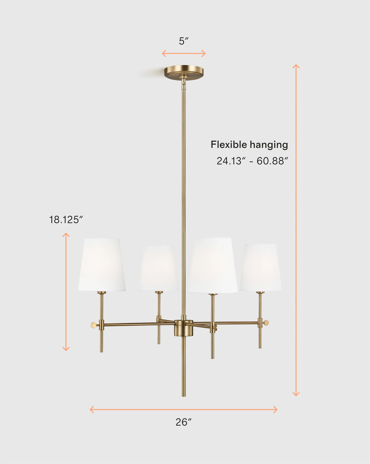 Linear Steel Chandelier with Linen Shades - Small / Black