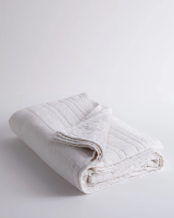 Organic Cotton Stripe Stitch Quilt - Twin / Light Blue