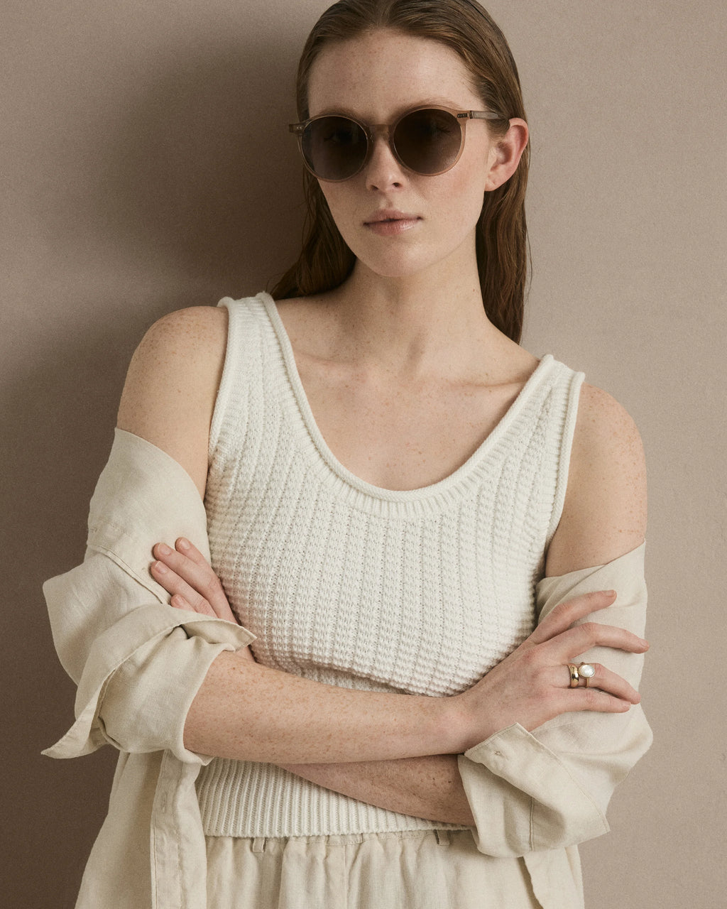 100% Organic Cotton Waffle Cropped Sweater Tank - XS / Heather Dove Grey