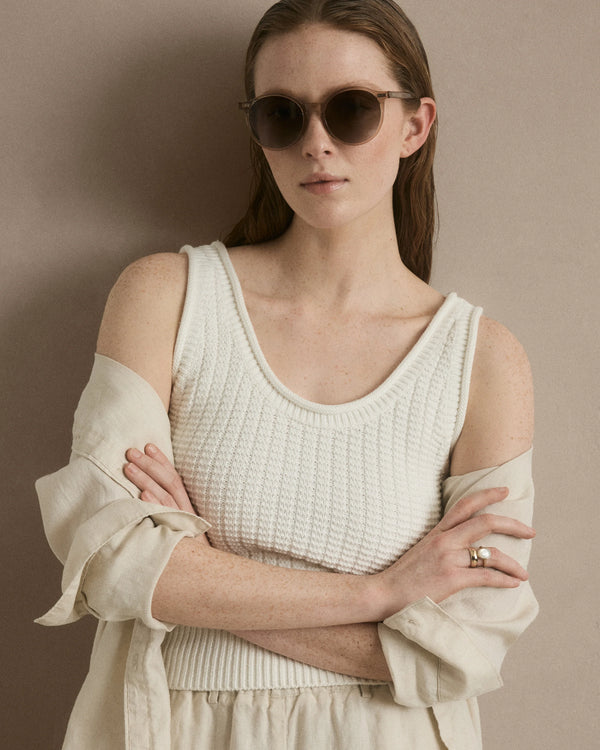 100% Organic Cotton Waffle Cropped Sweater Tank - XS / Heather Dove Grey