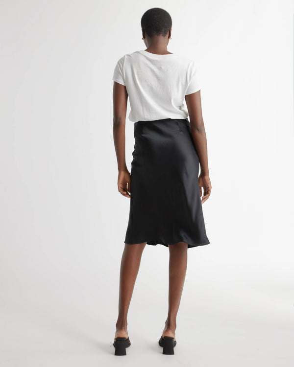 100% Washable Silk Skirt - XS / Champagne