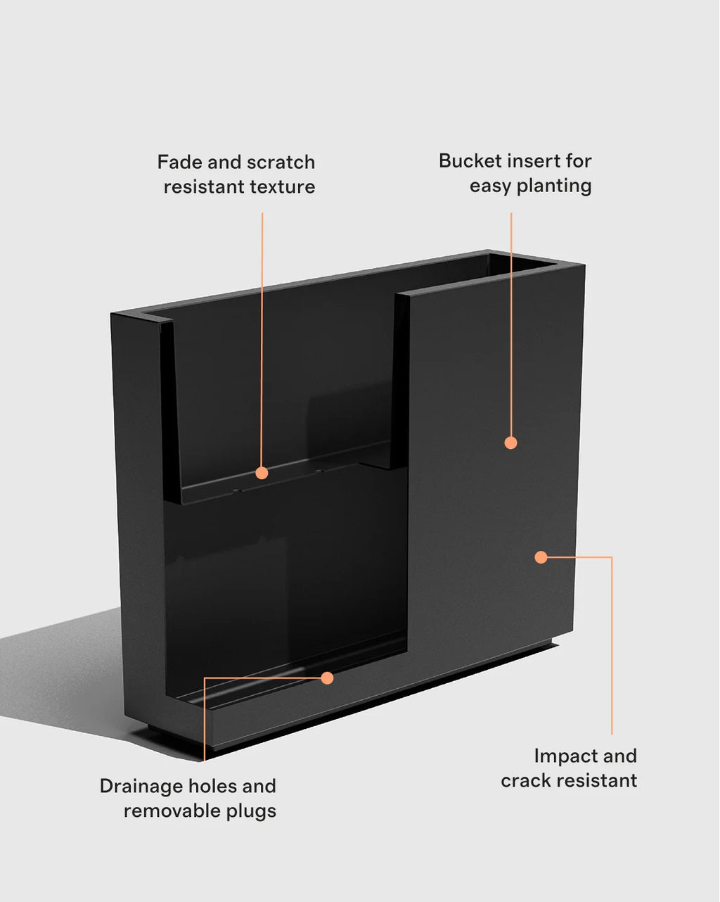 Block Series All Weather Rectangular Planter by Veradek - One Size / Black