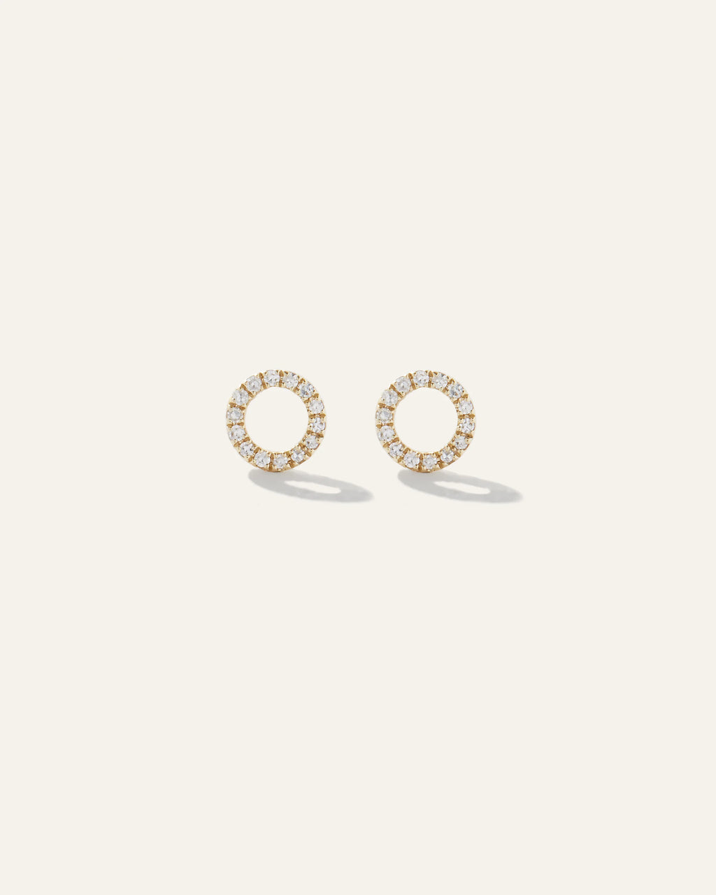 14K Diamond Pave Circle Studs - One Size / Yellow Gold