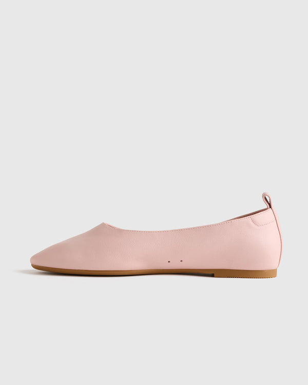 Italian Leather Glove Ballet Flat - 5 / Shell Pink