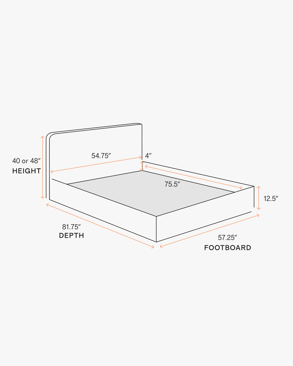 Curved Bed in Performance Velvet - Full / Walnut