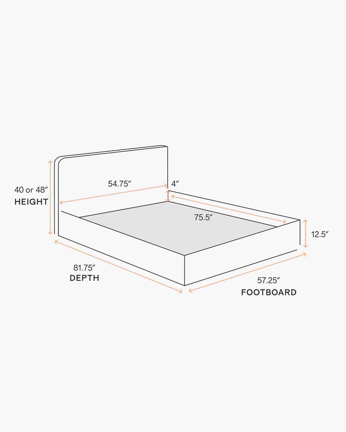 Curved Bed in Performance Linen - Full / Ivory