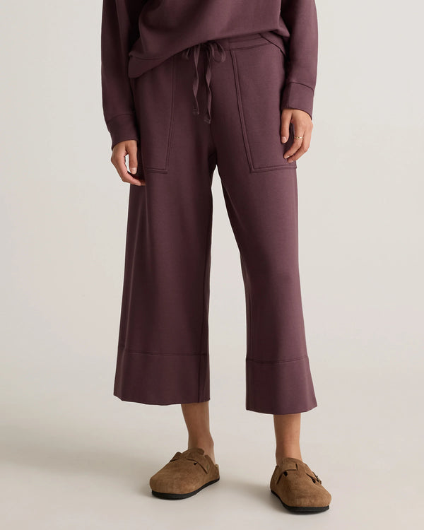 SuperSoft Fleece Cropped Wide Leg Pants - XS / Dried Fig