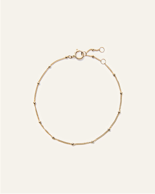 14K Gold Bead Station Bracelet - One Size / Yellow Gold