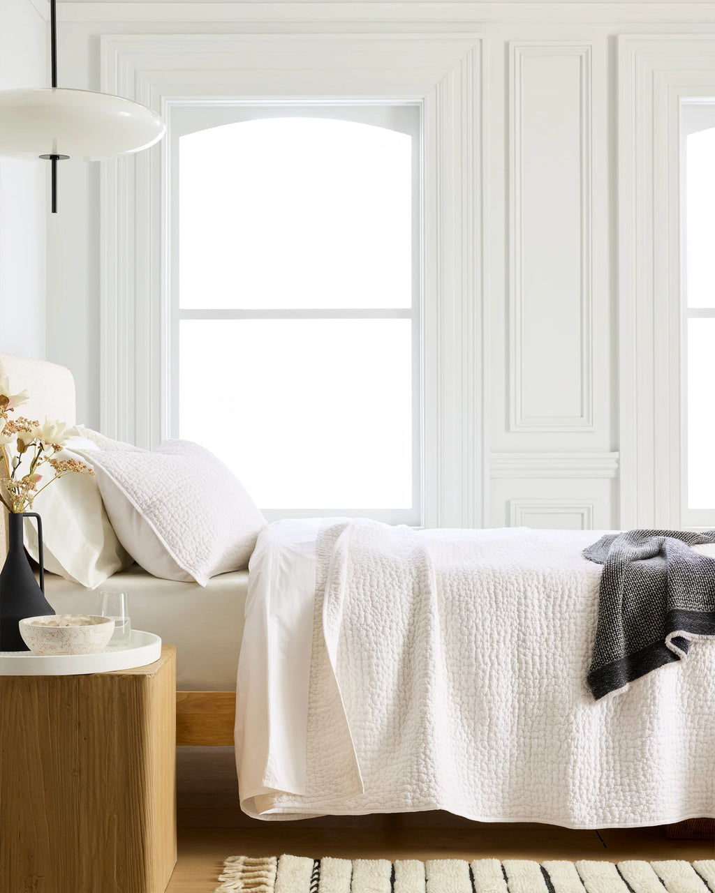 Organic Cotton Hand Stitched Quilt Set - Twin / Stone