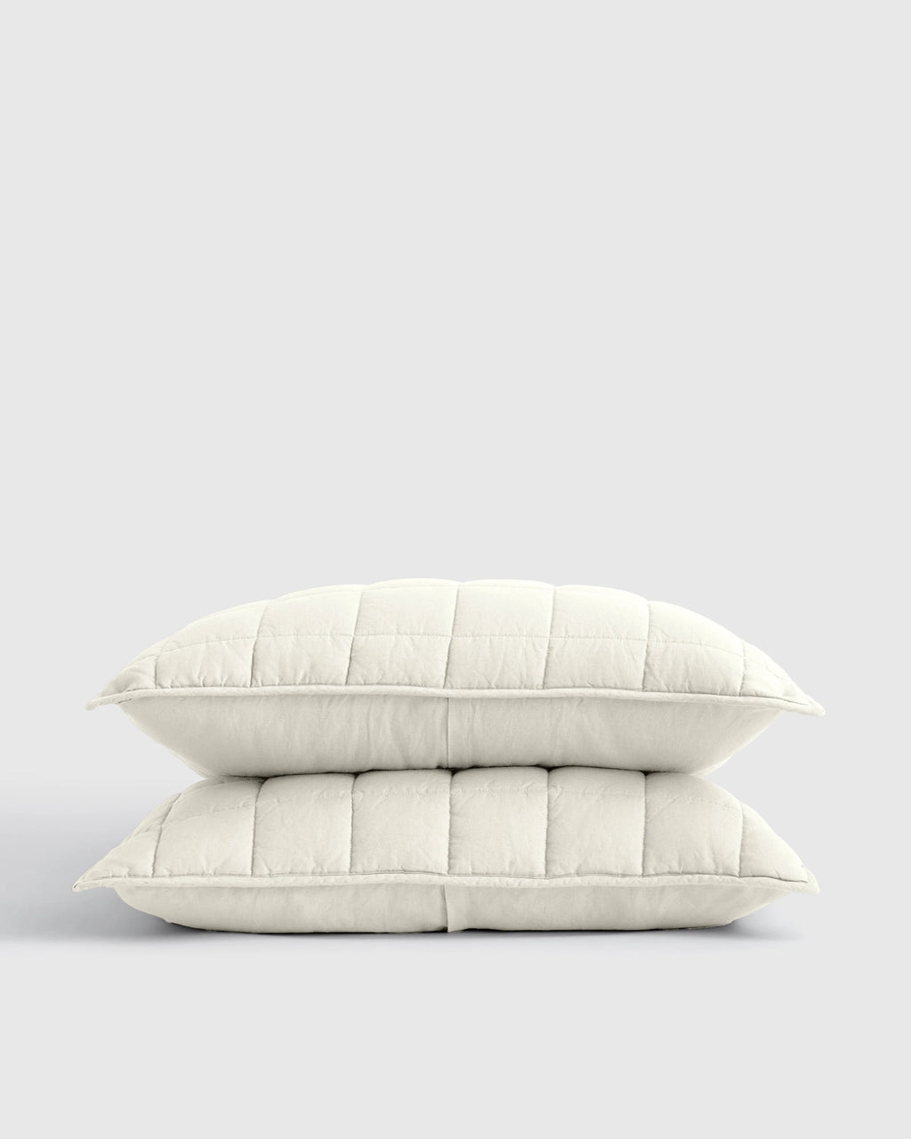 European Linen Box Quilted Sham Set - Standard / White
