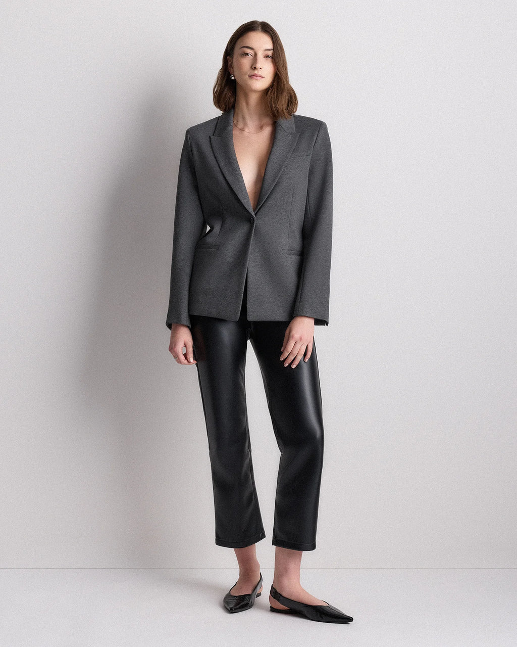 Ultra-Stretch Ponte Single-Breasted Blazer - XS / Espresso