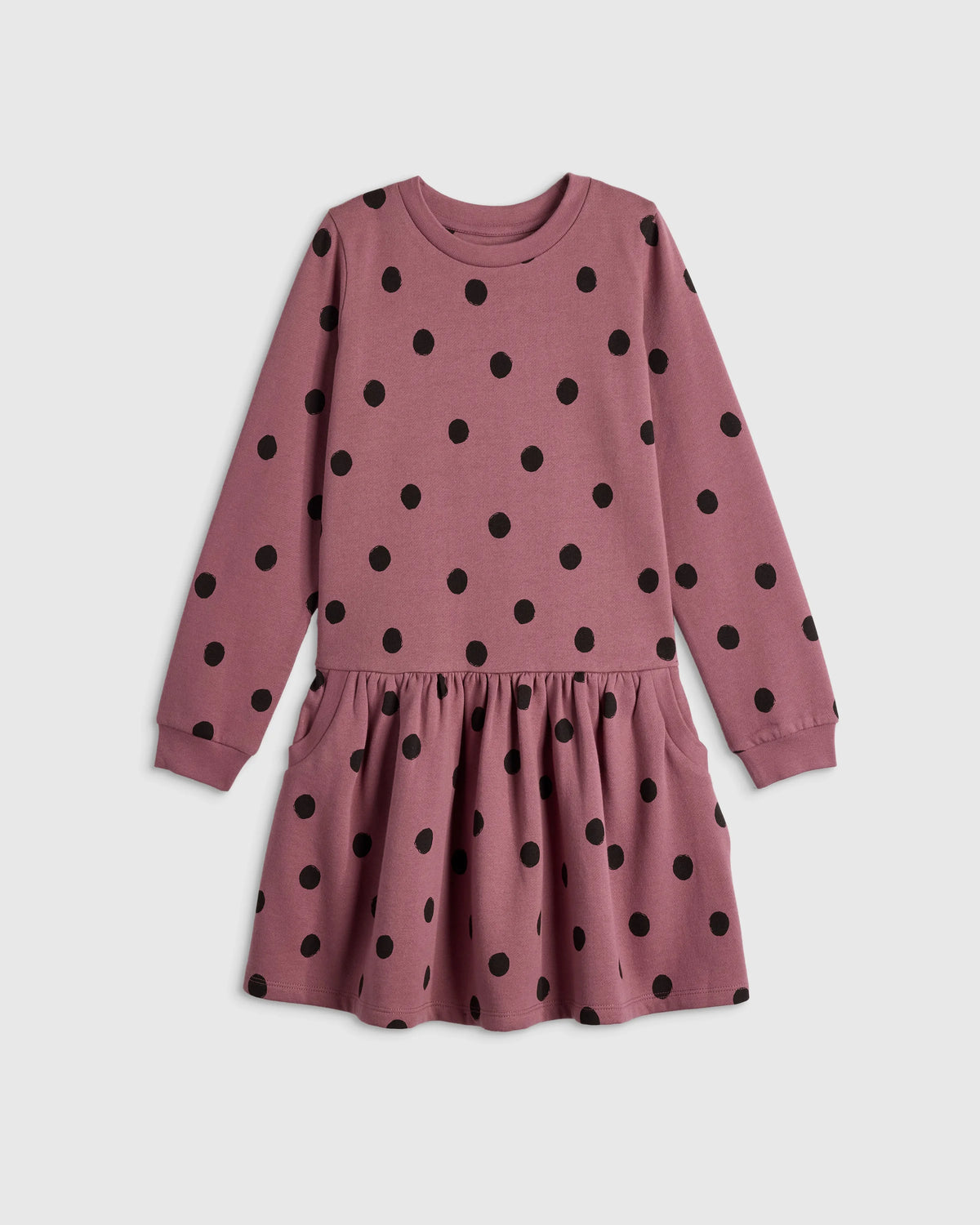 Cozy Fleece Sweatshirt Dress - 6 / Mauve Dots Main image