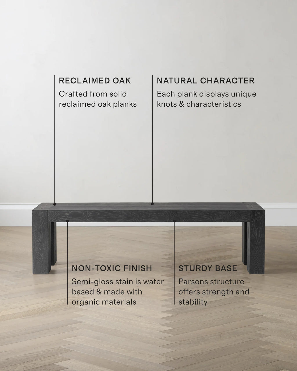 Reclaimed Oak Parsons Dining Bench - One Size / Weathered Oak