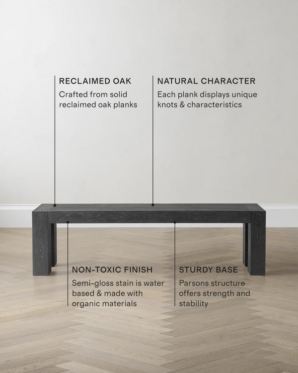 Reclaimed Oak Parsons Dining Bench - One Size / Weathered Oak