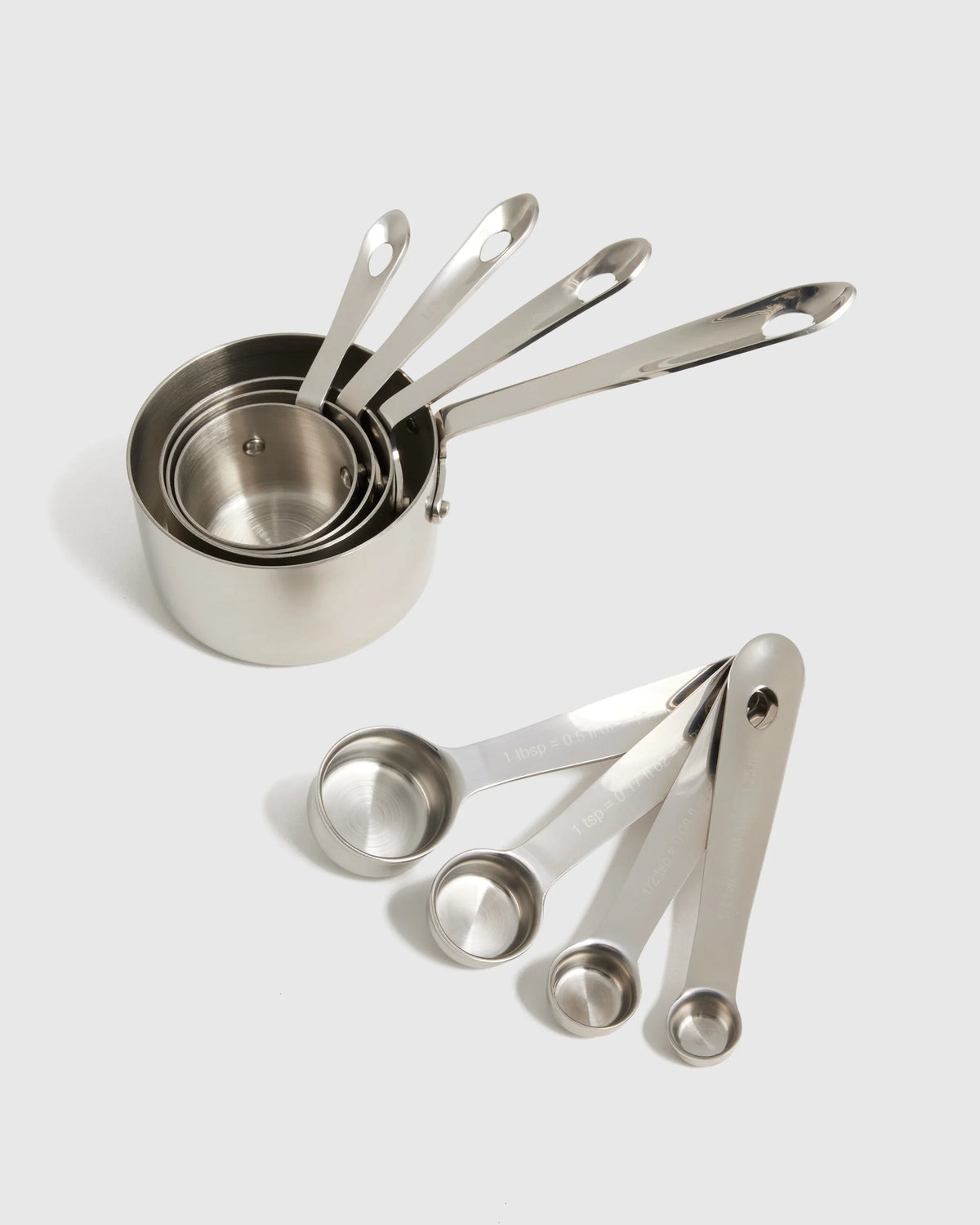 Stainless Steel Measuring Cups & Spoons Set - One Size / No Color Main image